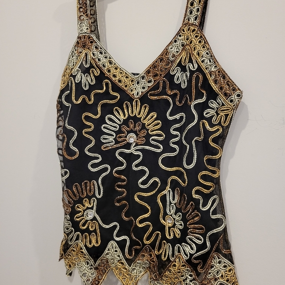 Womans Sparkly Top By Pinkbee Gold Silver And Glittering Gems - Picture 10 of 10